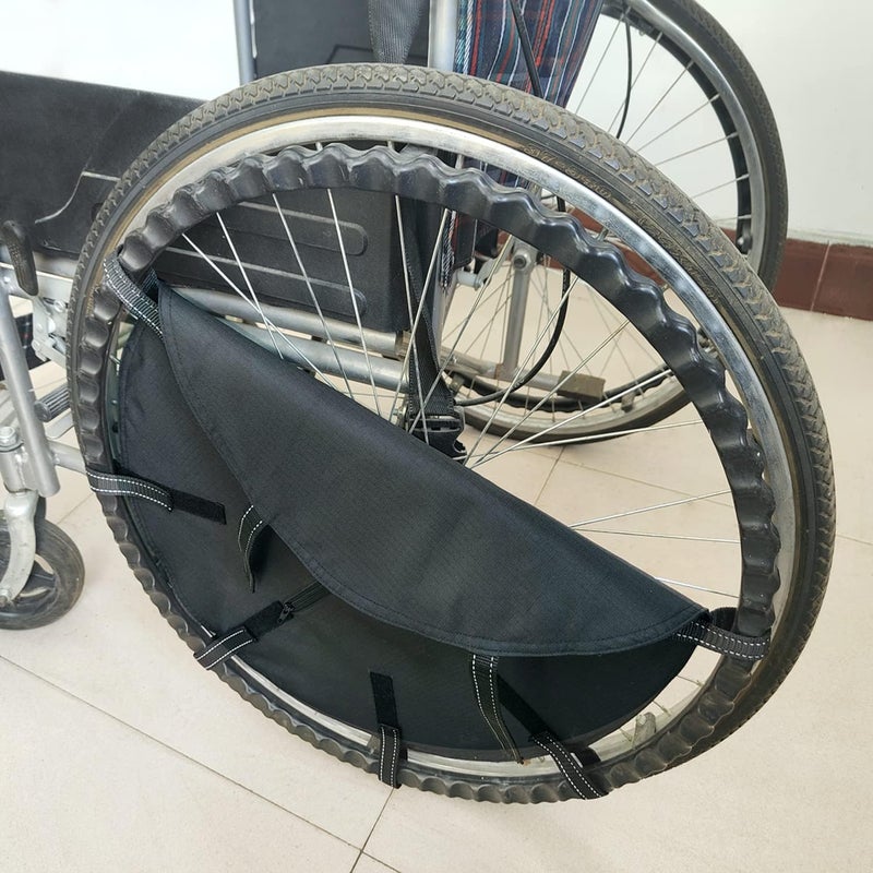 rainbowstar Wheelchair Spoke Guard with Storage Pocket Pouch for Wheelchair Wheels 24'' to Protect Fingers Black - Image 4